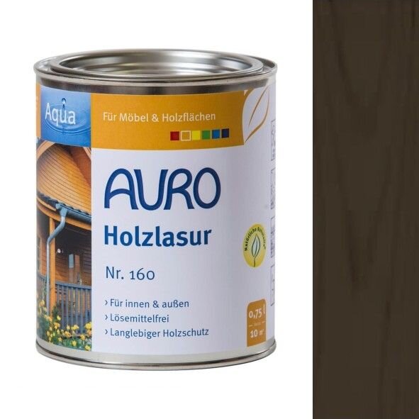 Auro Holzlasur Aqua 160 schwarz - 0,75 l Dose