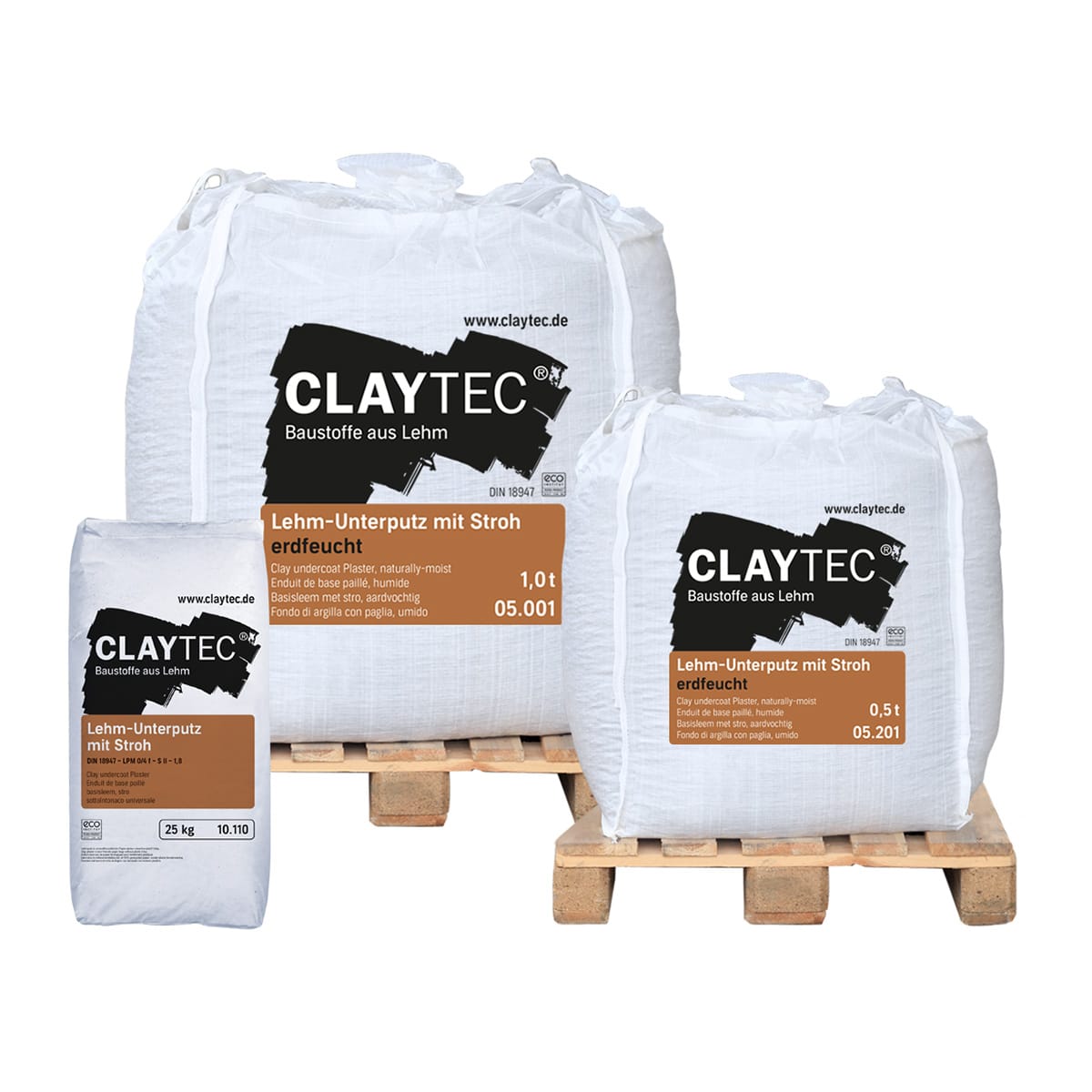 Claytec Lehmunterputz mit Stroh 25 Kg Sack