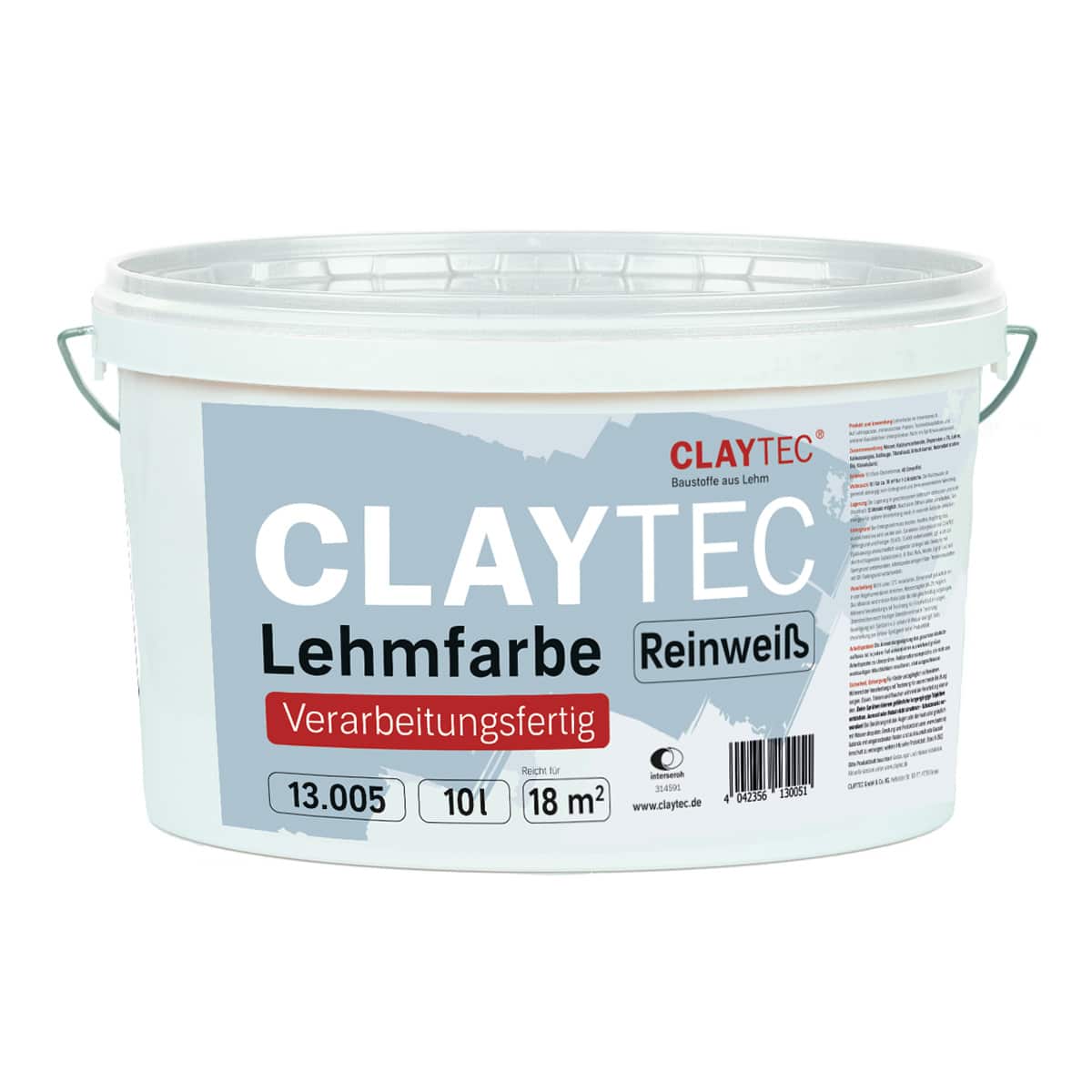 Claytec Lehmfarbe Reinweiß 10 Liter