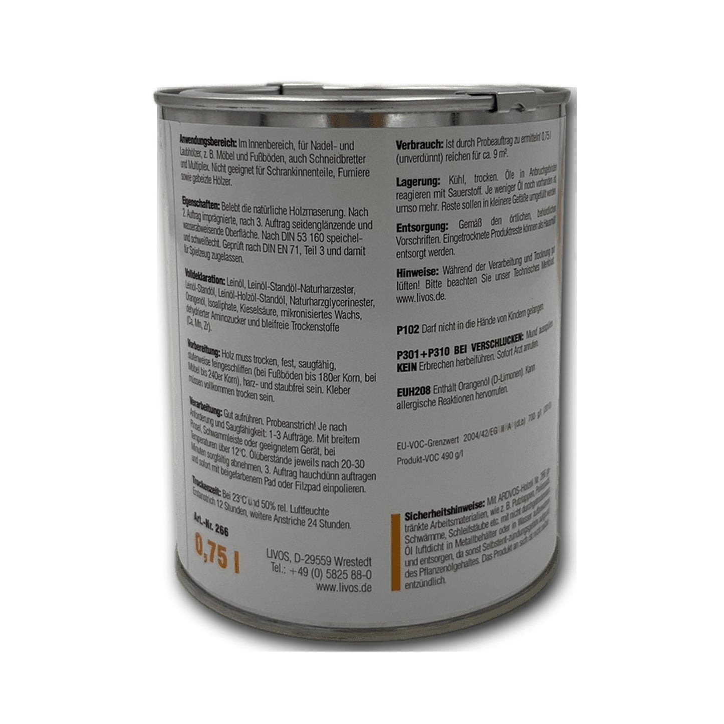 Livos ARDVOS Holzöl Nr. 266 - 0,75 l Dose