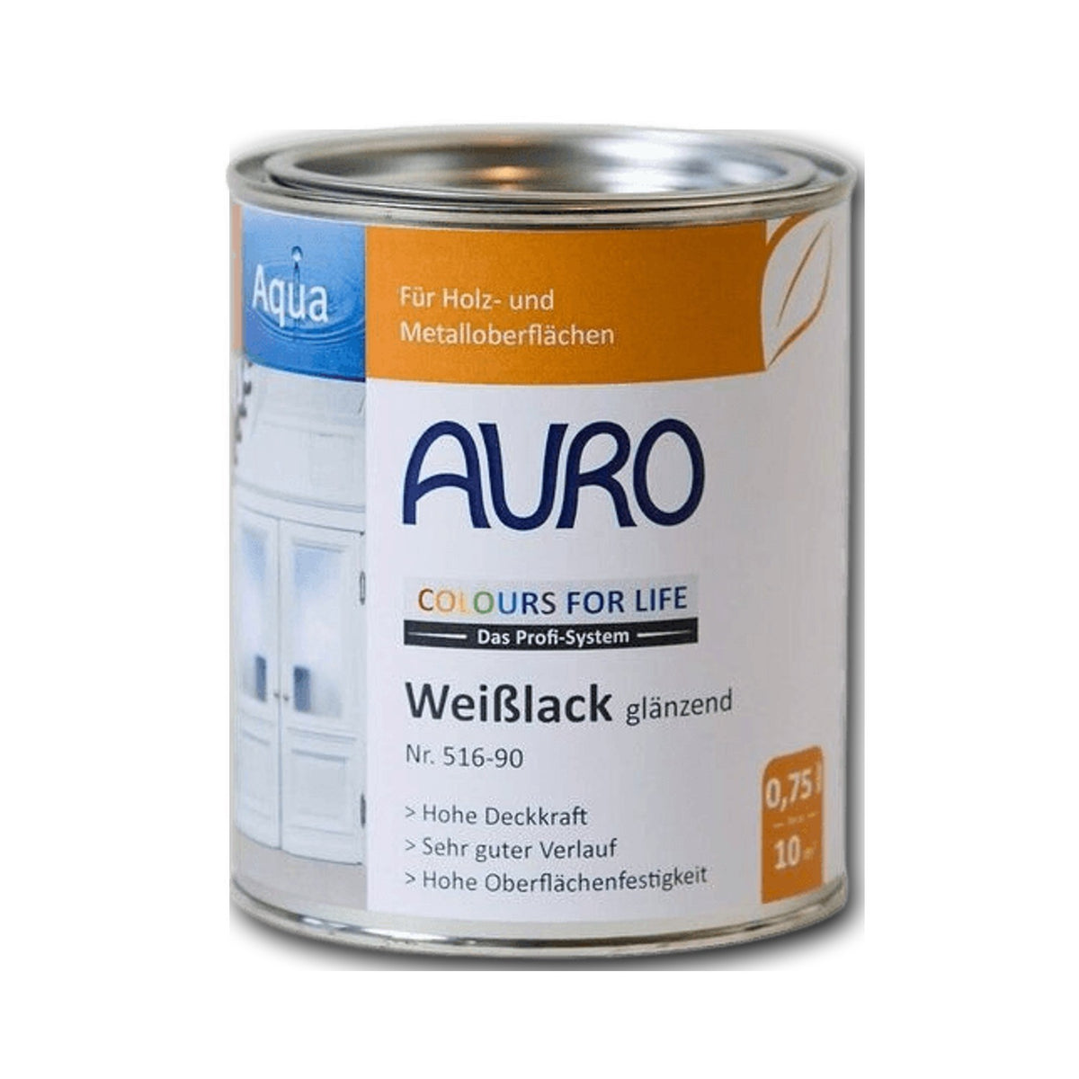 AURO COLOURS FOR LIFE Weißlack glänzend Nr. 516-90 weiß — 0,75 l