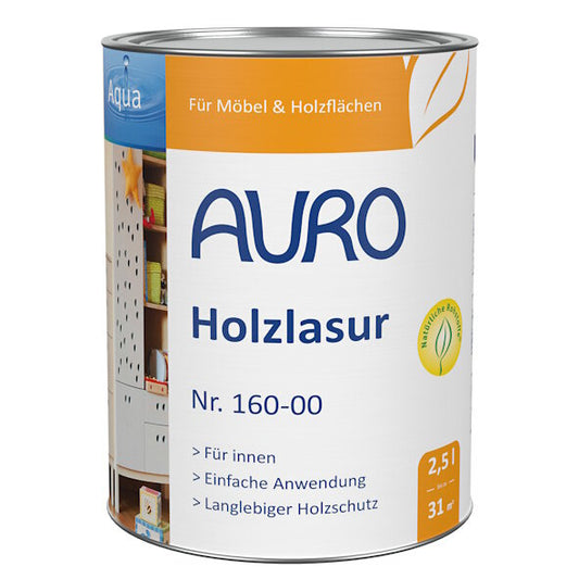 Auro Holzlasur Aqua 160 farblos - 2,5 l Dose
