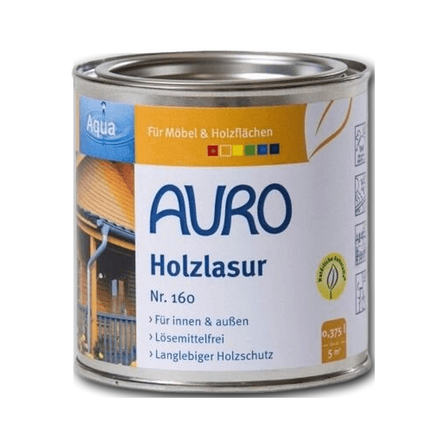 AURO Holzlasur Aqua Nr. 160 Palisander — 0,375 l