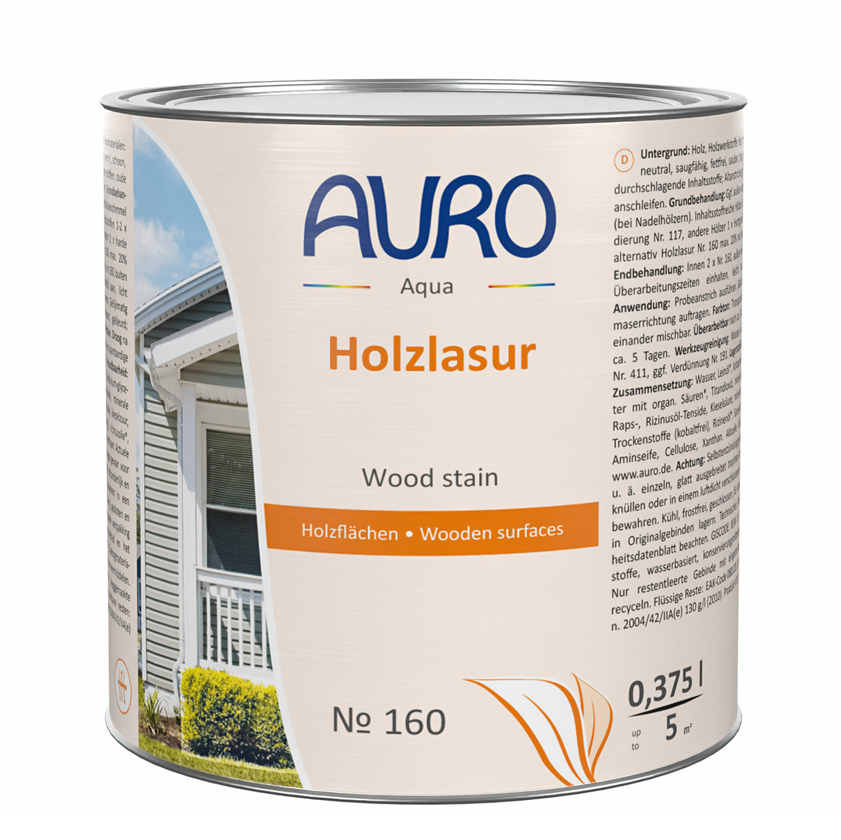 AURO Holzlasur Aqua Nr. 160 hellbraun, 0,375-Liter-Dose