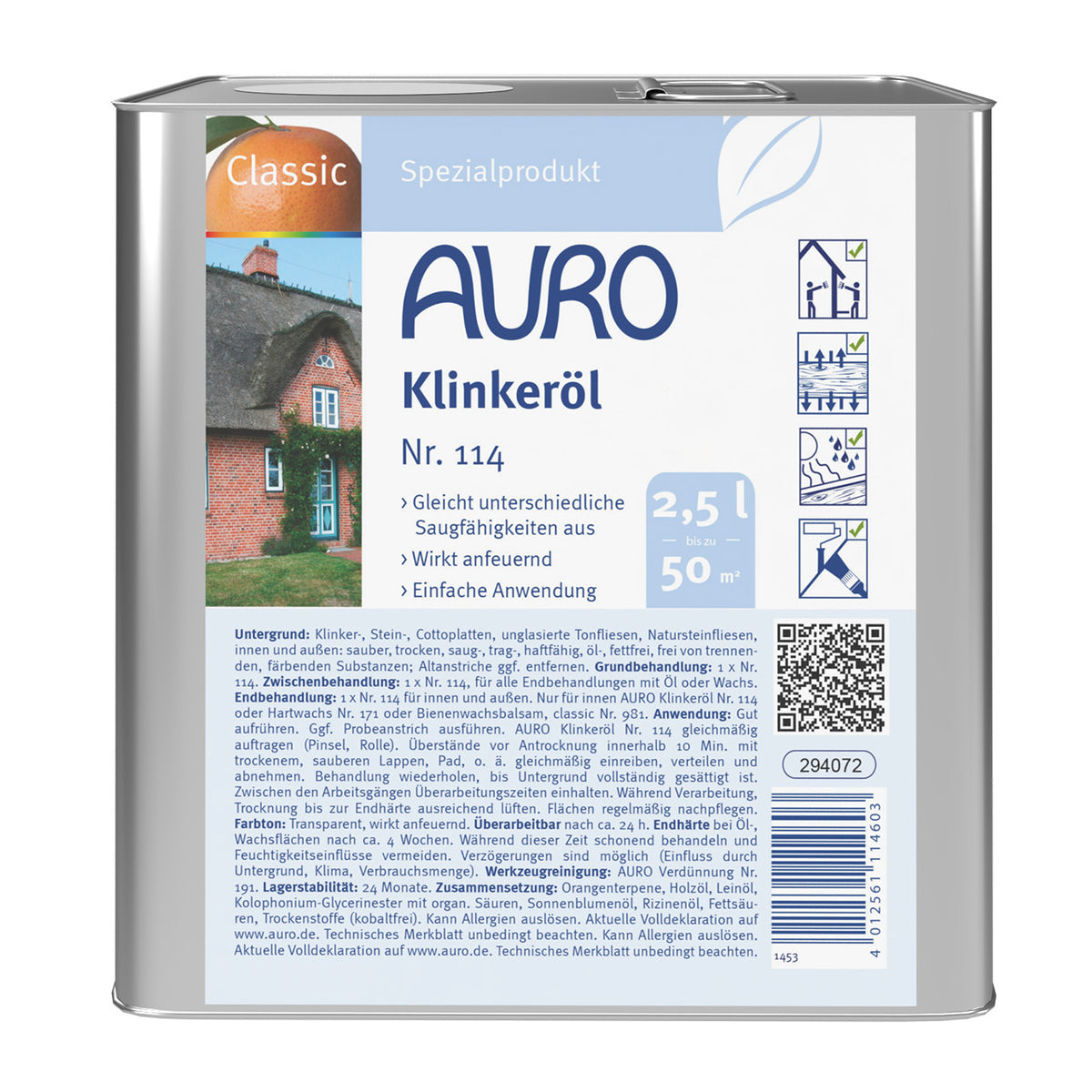 AURO Klinkeröl Nr. 114, 2,5-Liter-Dose