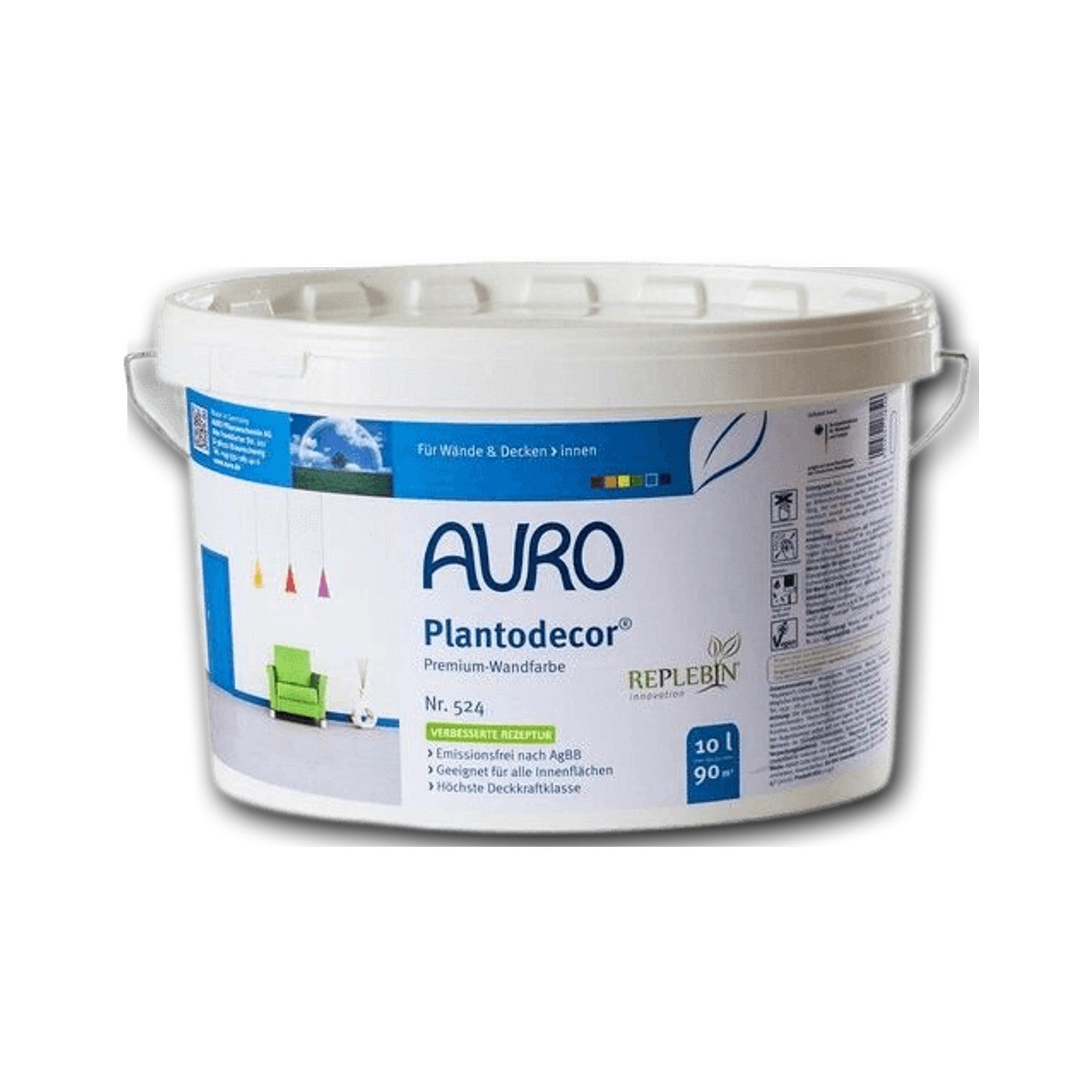 AURO Plantodecor Premium-Wandfarbe Nr. 524 weiß — 10 l