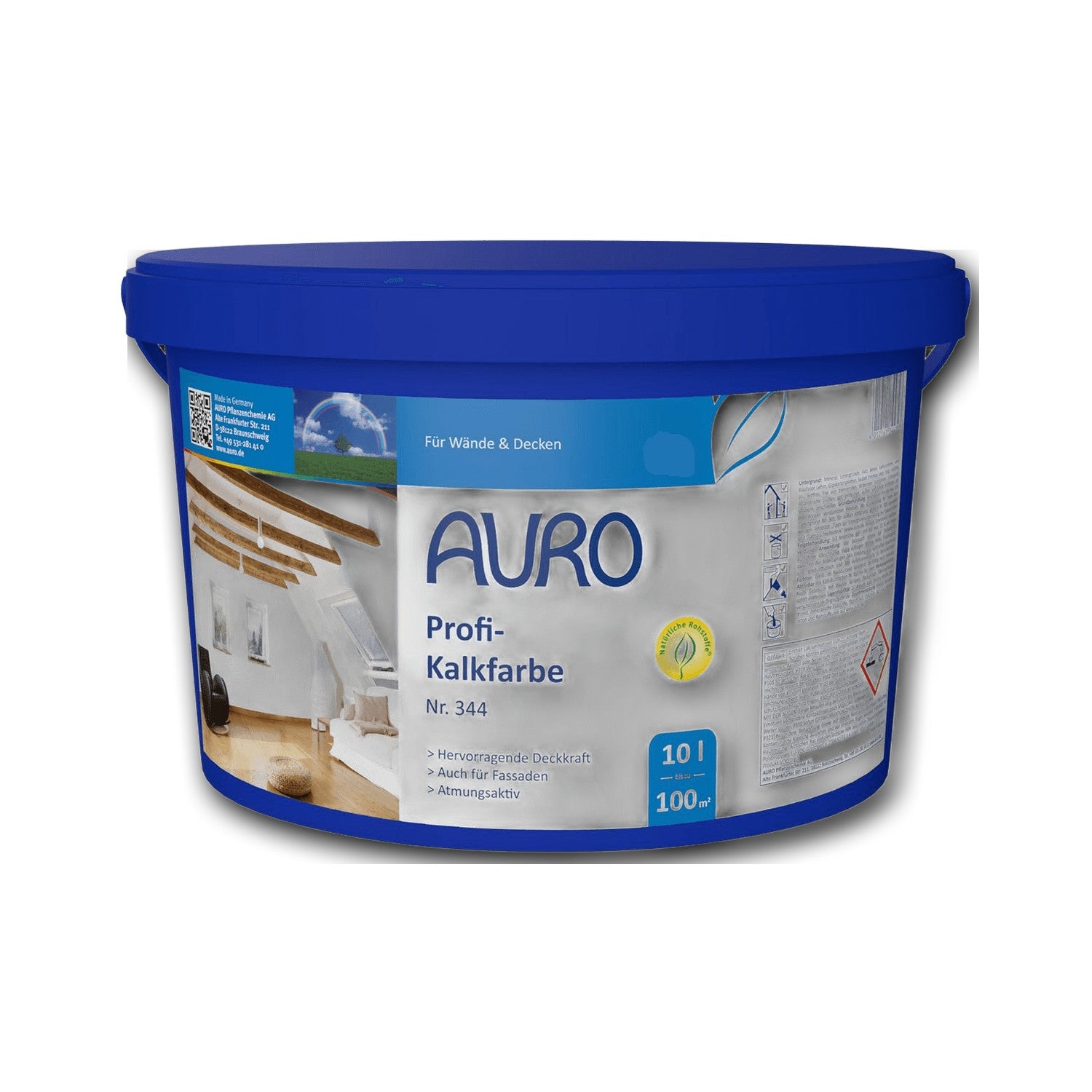 AURO Profi-Kalkfarbe Nr. 344 Weiß — 10 l
