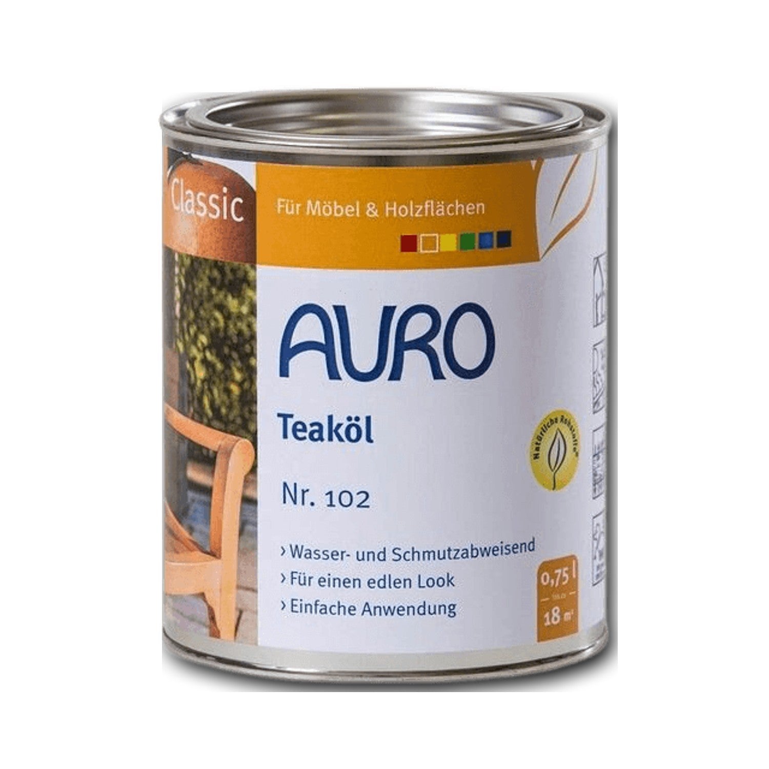 AURO Gartenmöbelöl / Teaköl Classic Nr. 102-81 — 0,75 l