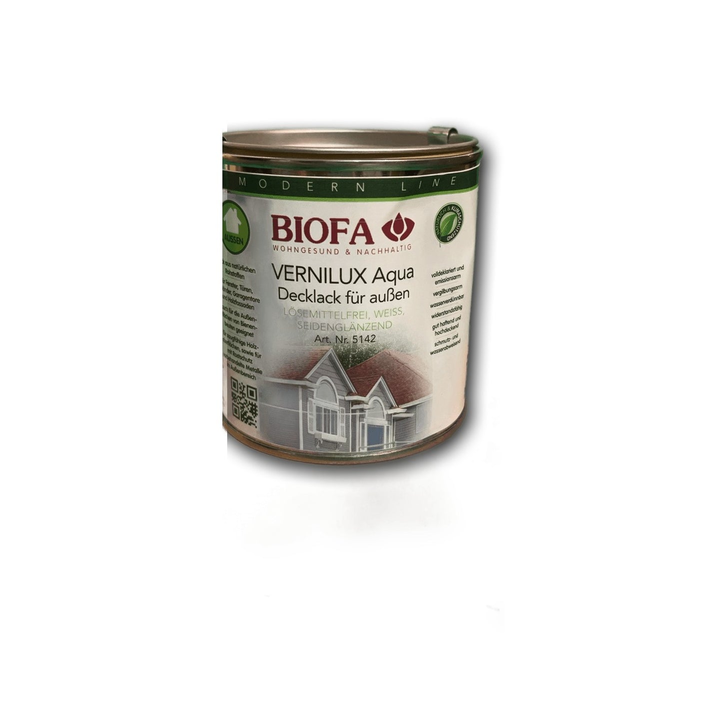 Biofa Vernilux Aqua Decklack für außen – weiß, seidenglänzend – 375 ml