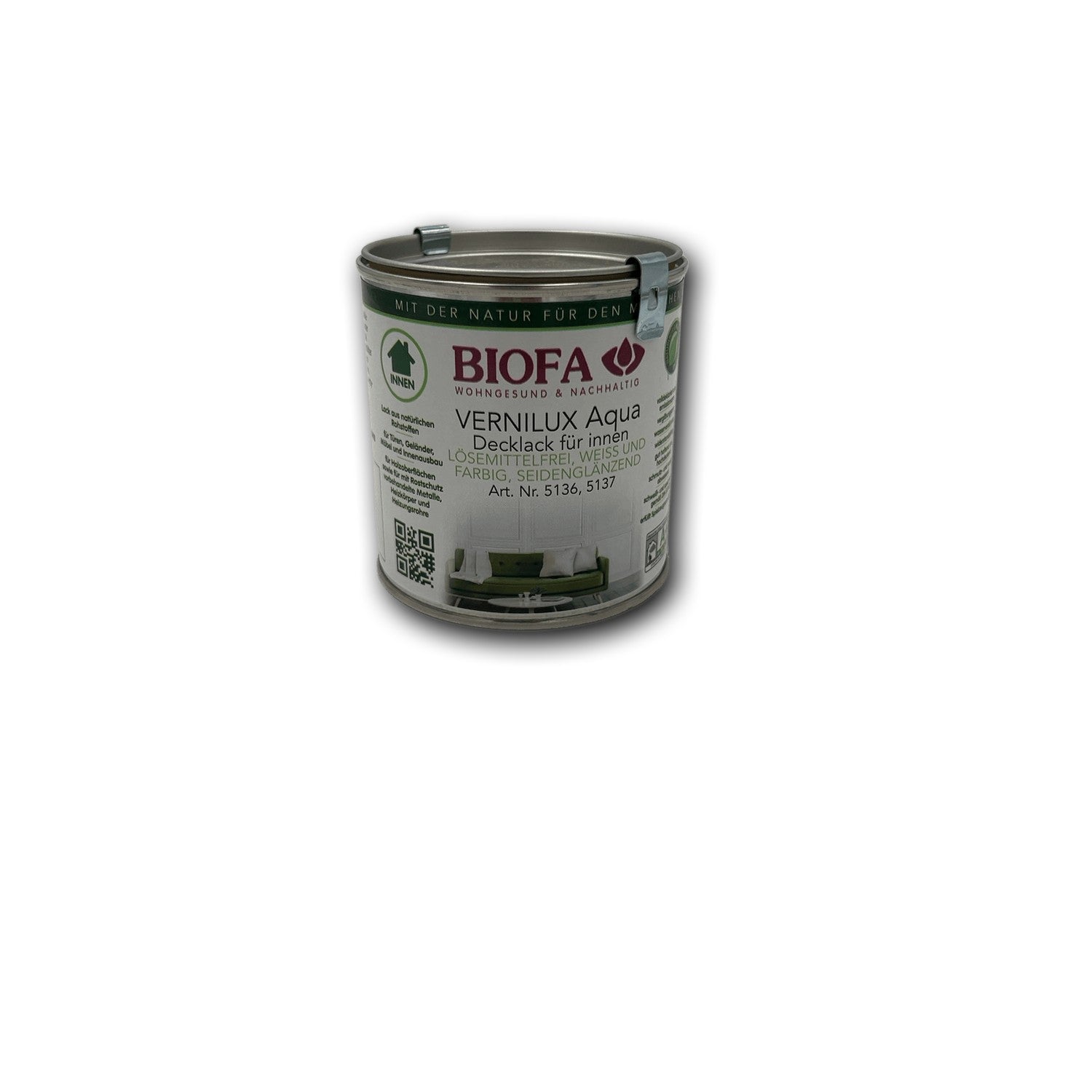 Biofa Vernilux Aqua Decklack für innen weiß — 0,375 l
