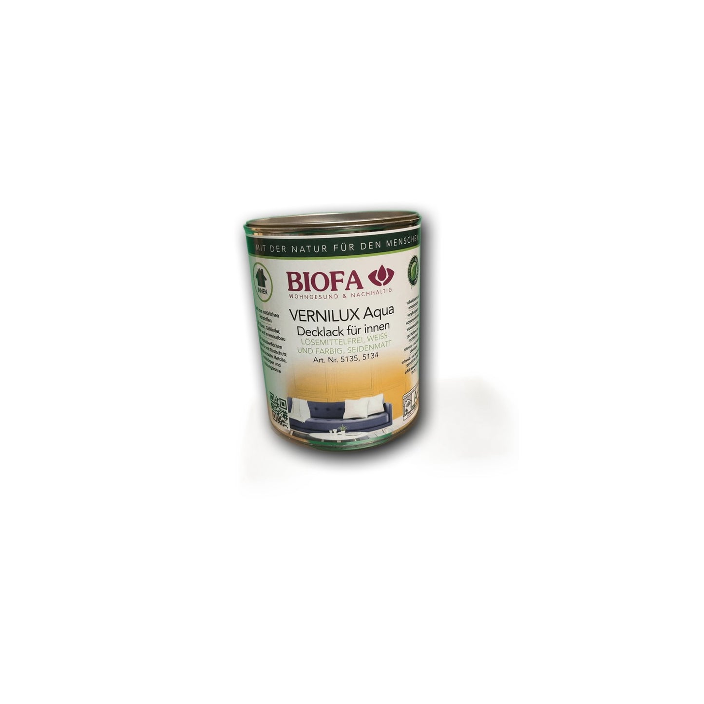 Biofa Vernilux Aqua Decklack für innen – Weiß Seidenmatt, 1 l