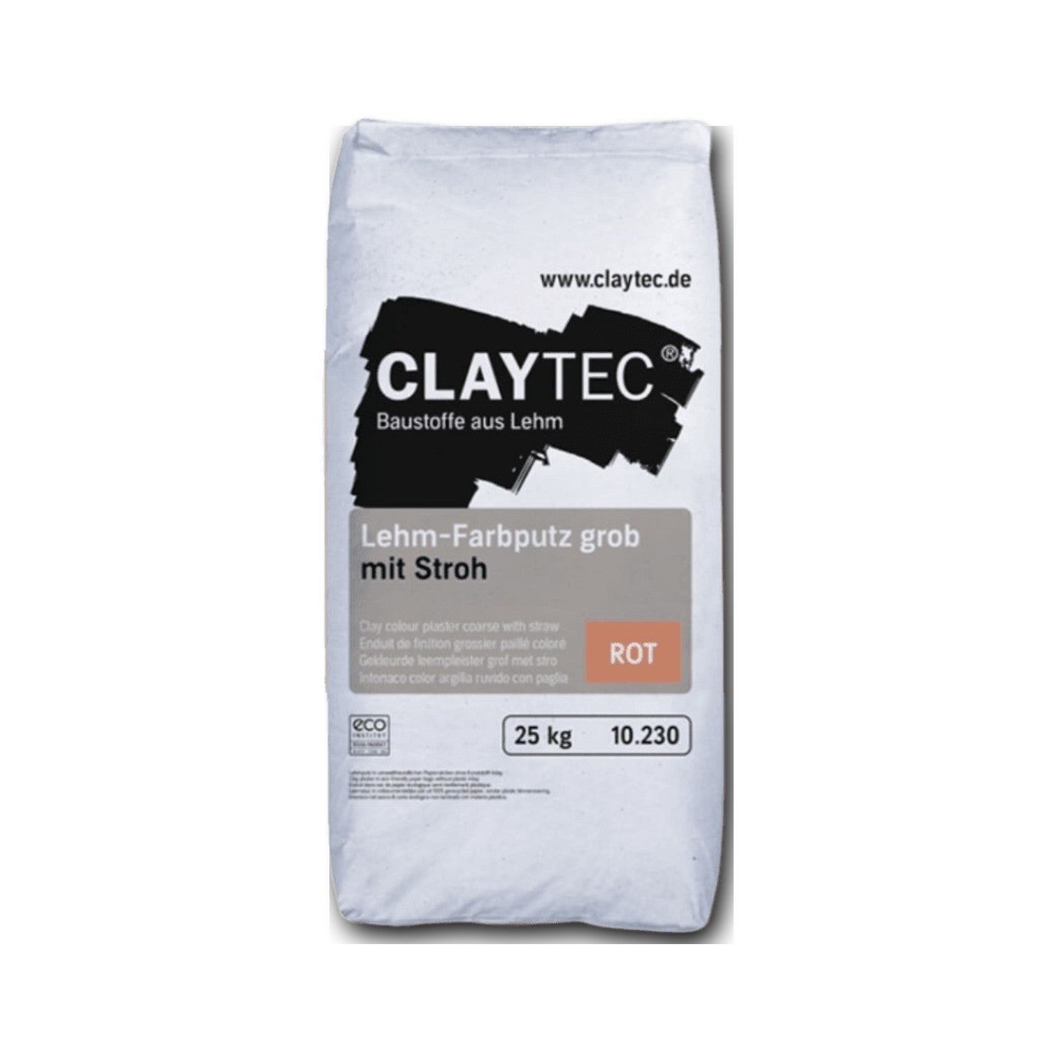 ClayTec Lehm-Farbputz grob mit Stroh rot — 25 kg