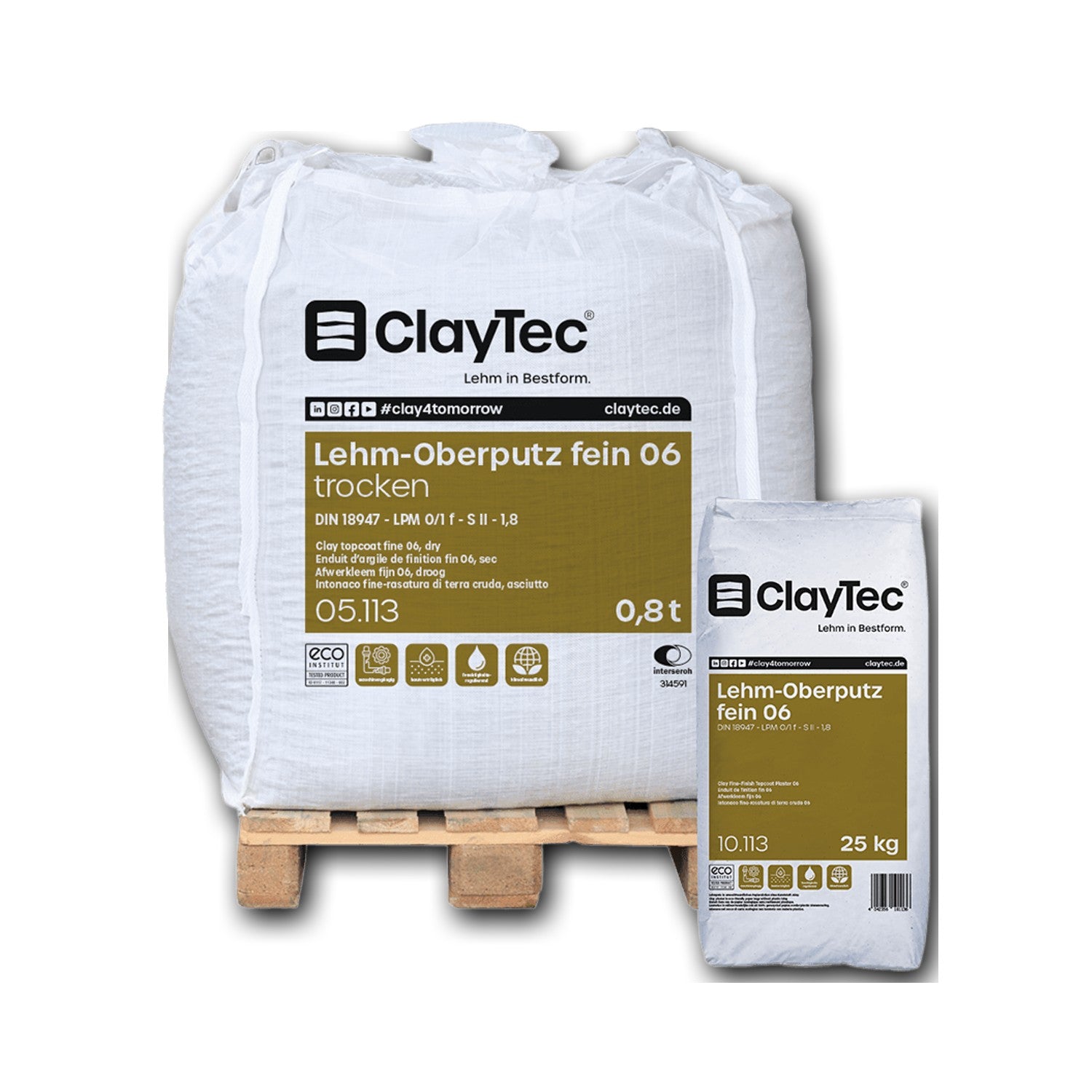 Claytec Lehm-Oberputz fein 06 — 25 kg