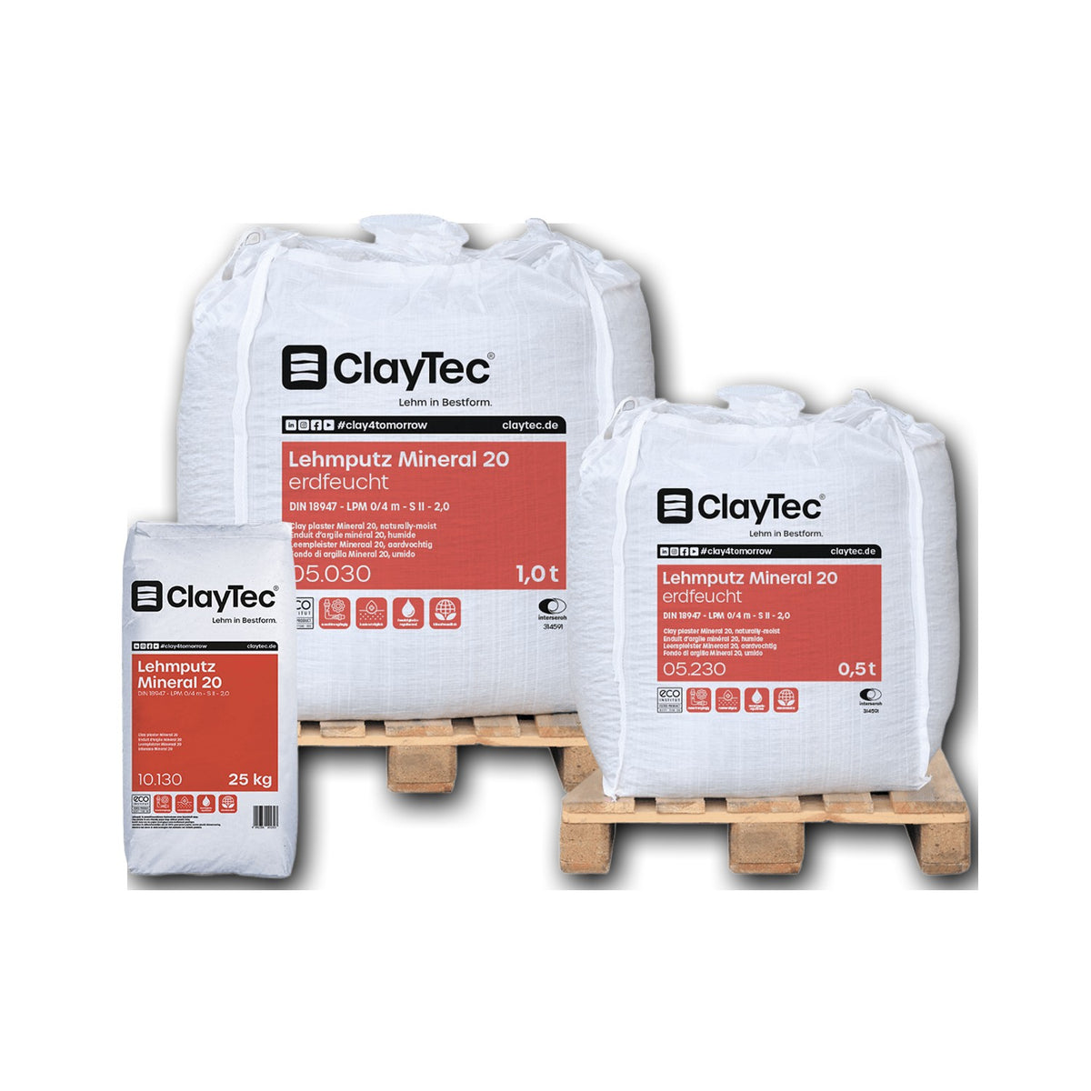 ClayTec Lehmputz Mineral 20, trocken — 25 kg