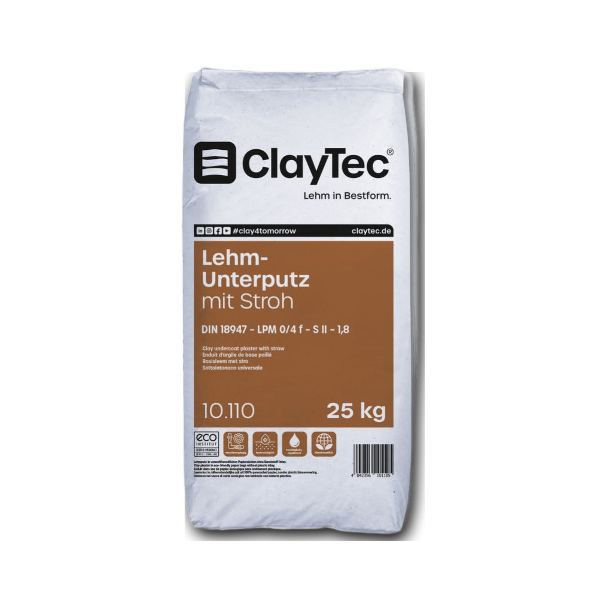 ClayTec Lehm-Unterputz mit Stroh trocken — 25 kg