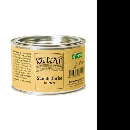 Kreidezeit Standölfarbe halbfett schwarz - 0,375 l Dose