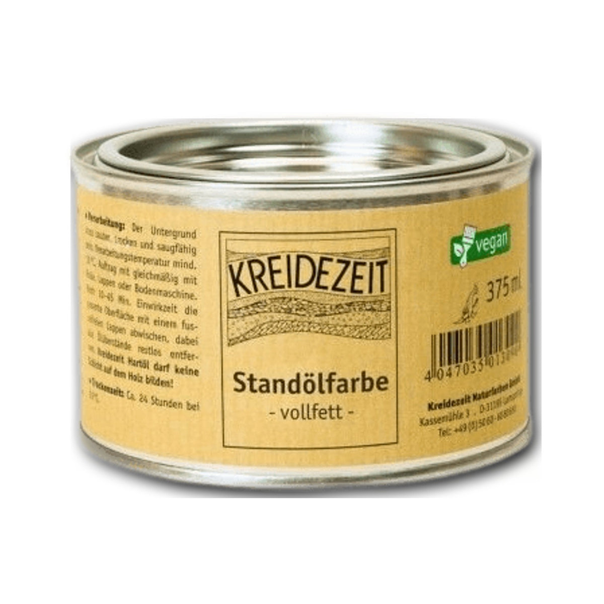Kreidezeit Standölfarbe vollfett schwarz — 0,375 l