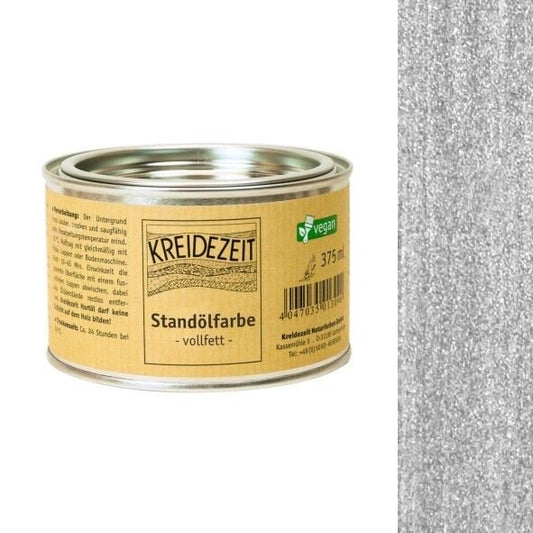 Kreidezeit Standölfarbe vollfett silber - 0,375 l Dose