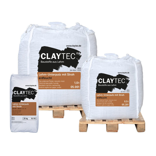 Claytec Lehmunterputz mit Stroh 25 Kg Sack