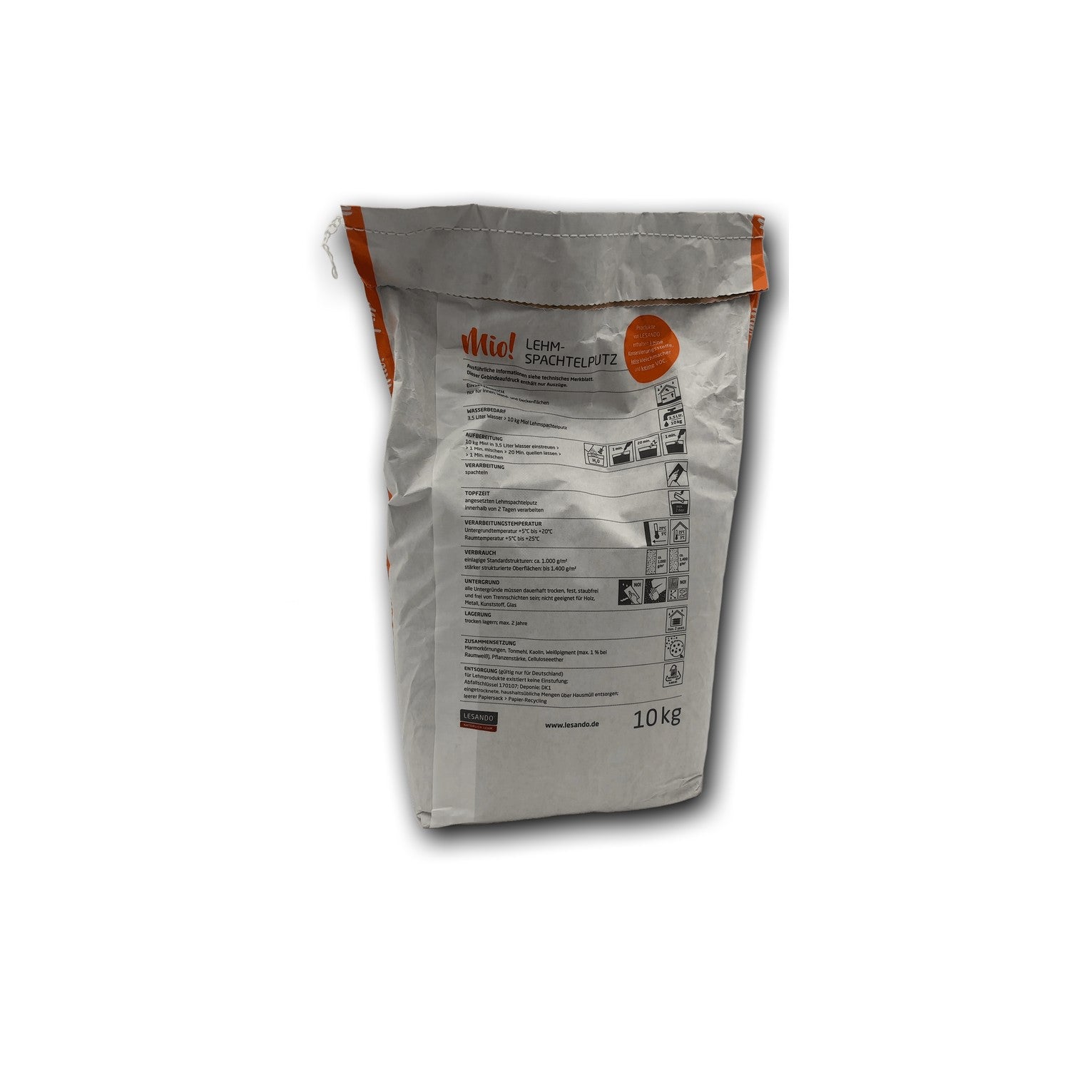 Lesando Mio! Lehmspachtelputz Mischweiß - 10 kg — Detailansicht