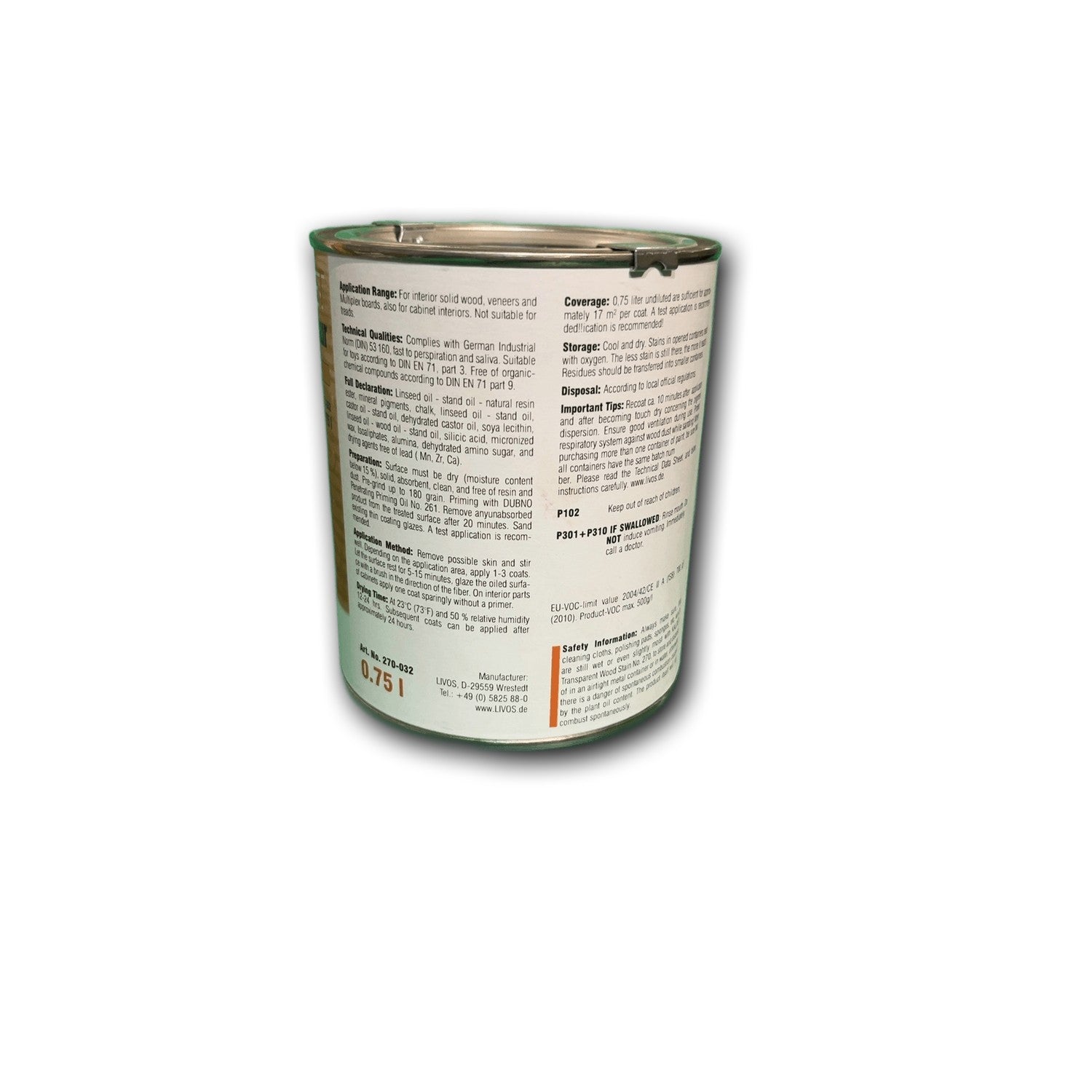 Livos KALDET Holzlasur Pinie - 0,75 l Dose — Detailansicht