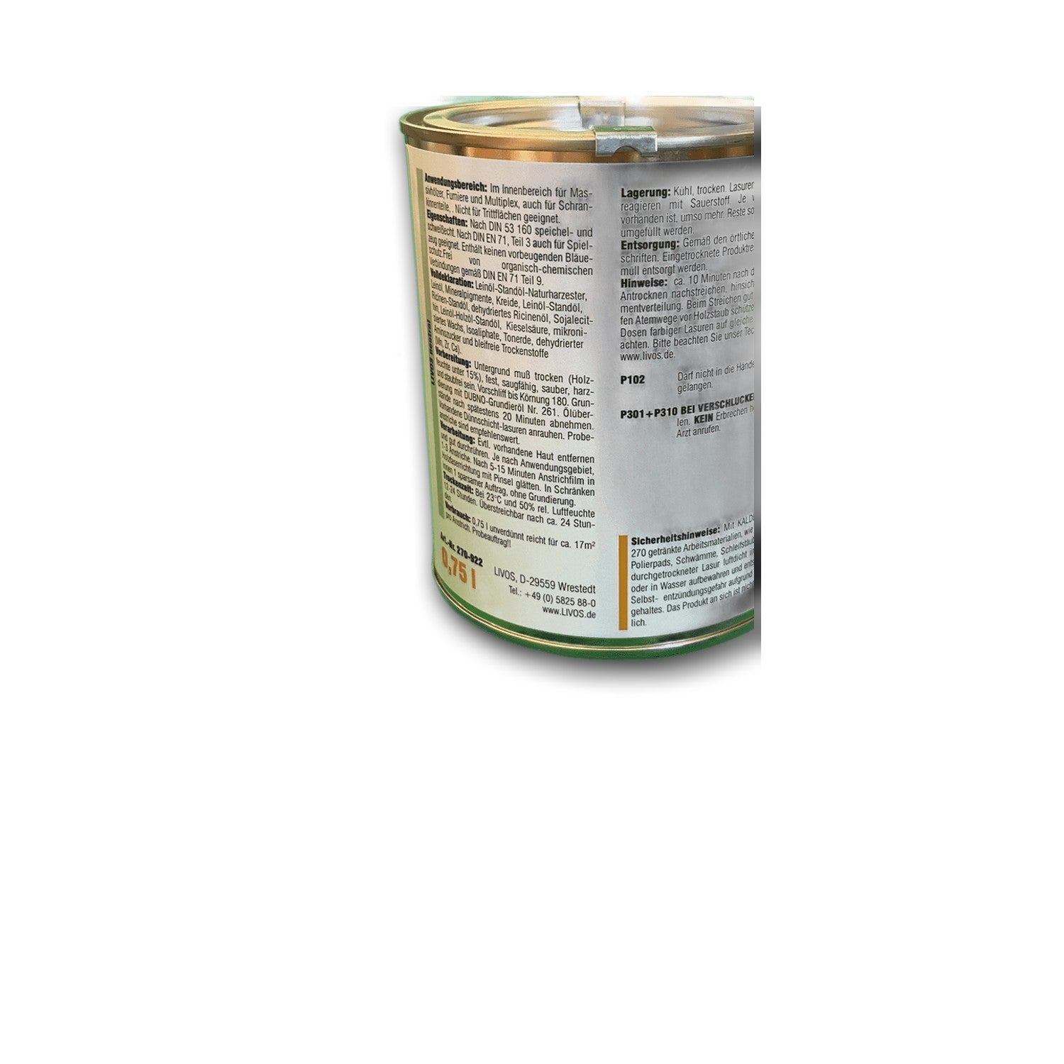 Livos KALDET Holzlasur Silbergrau - 0,75 l Dose — Detailansicht
