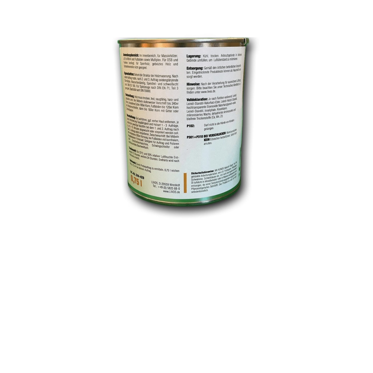 Livos KUNOS Naturöl-Siegel Kirsche intensiv - 0,75 l Dose