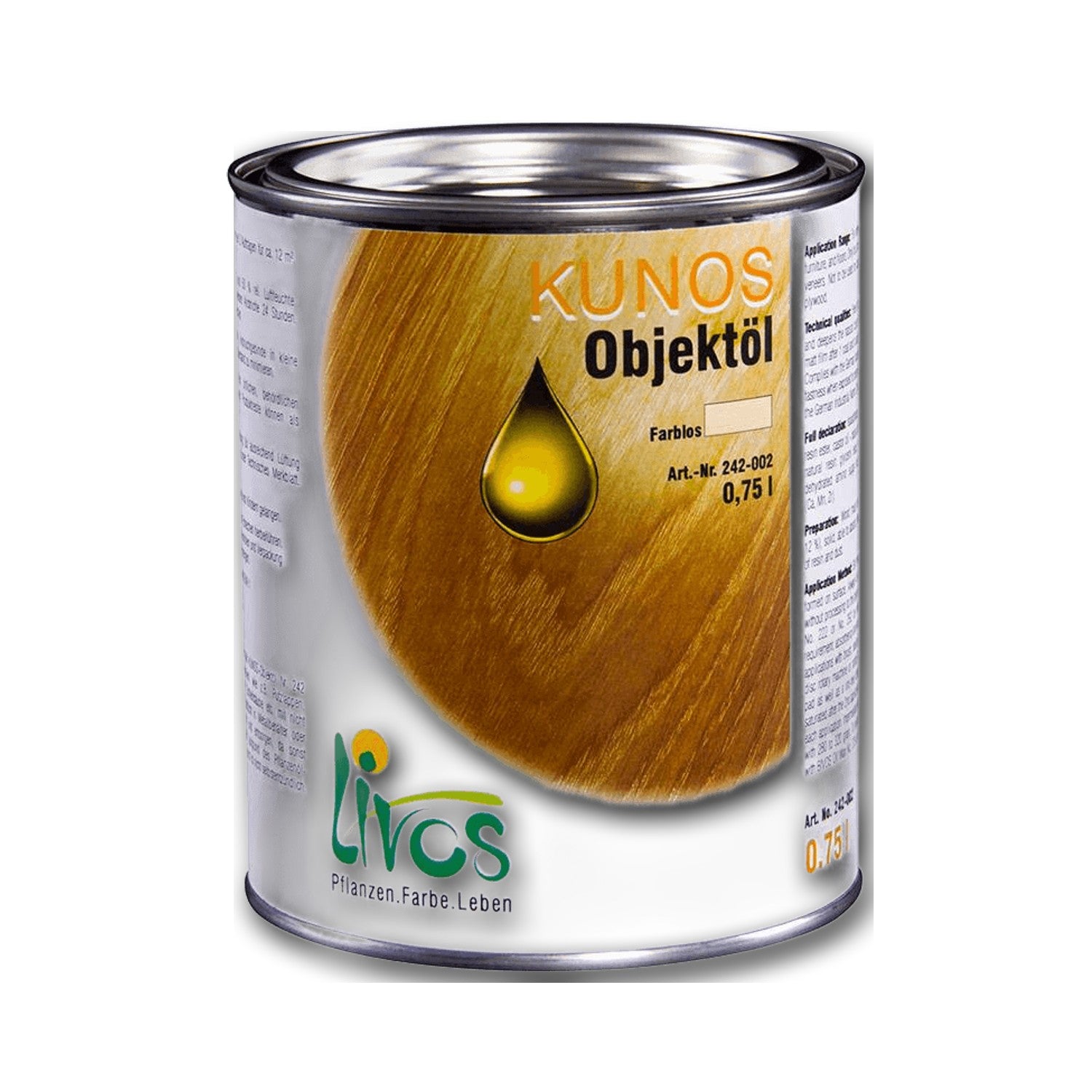 Livos KUNOS Objektöl Nr. 242 Farblos — 0,25 l